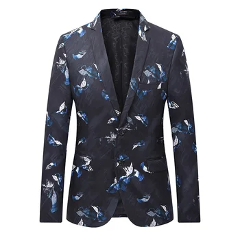 

Spring and autumn new men's fashion Slim Chinese style printing business casual XL tide men's suit casual wear jacket