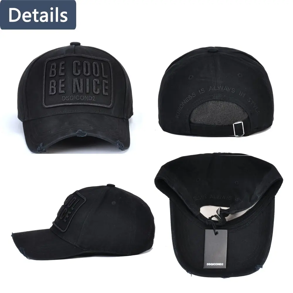 DSQICOND2 черно-белая теннисная палка буквы DSQ, высокое качество, мужская и женская шляпа, индивидуальный дизайн, значок, логотип, шляпа, мужская шляпа s, папа