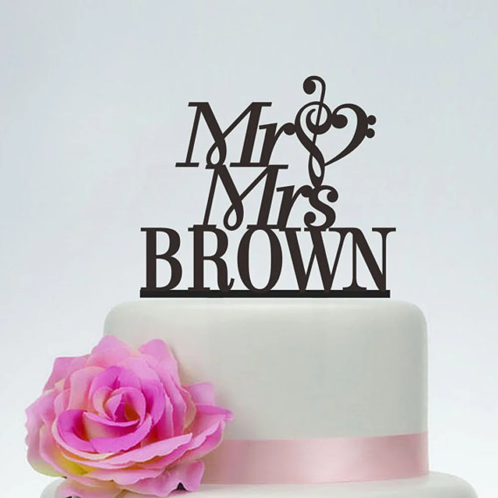 Music Note Wedding Cake Topper Acrylic Golg Silver Mr And Mrs Cake