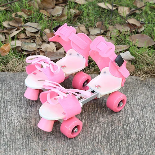 Детские подарки, детские роликовые коньки, двухрядные, 4 колеса, обувь для катания на коньках, регулируемый размер, раздвижные Инлайн ролики для слалома, дети, мальчики, девочки - Цвет: Pink