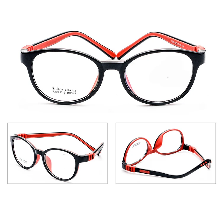Lesov силиконовые очки в большой оправе оправы для мальчиков девочек флип гибкий силиконовый прозрачный близорукость очки мультфильм ребенок очки Рамка - Цвет оправы: Black Red