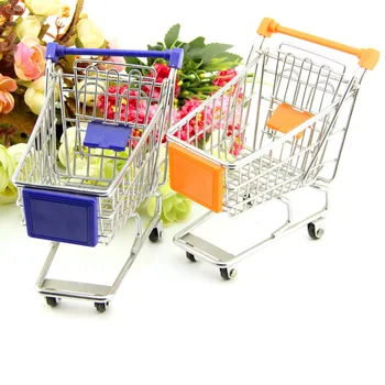 

Supermarket Hand Trolley Mini Shopping Cart Desktop Decoration Storage Toy Gift