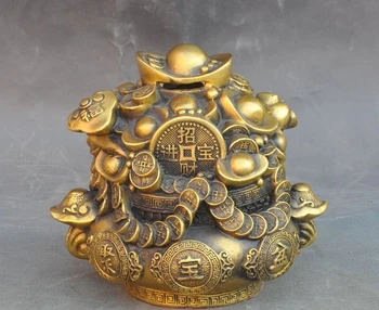 

Lucky China Brass yuanbao money coin wealth ruyi piggy bank Money cans Moneybox