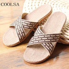 COOLSA/мужские комнатные тапочки EVA; Домашние льняные тапочки на квадратном каблуке; пляжные вьетнамки; сандалии на плоской подошве; мужские шлепанцы