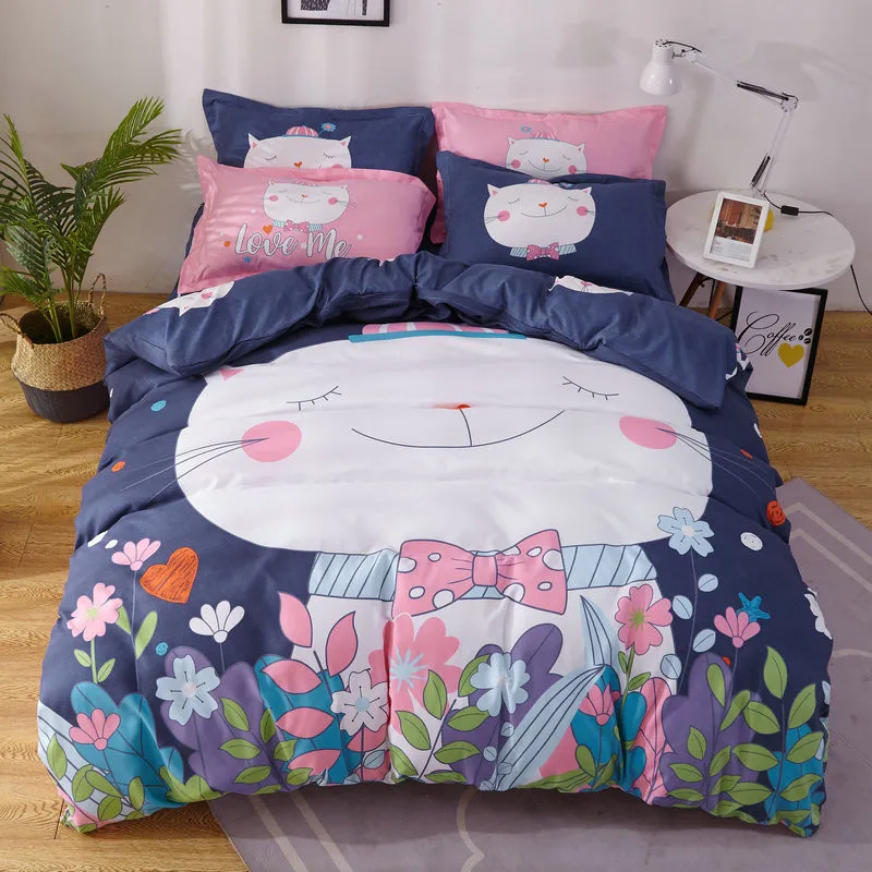 

Lovely Cartoon Comic Printed Bedding set Soft personal Comfortable Duvet Cover Bed Sheet Pillowcases Full Queen size 4Pcs