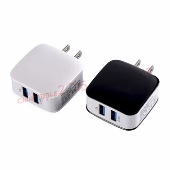 

wall charger Dual usb ports EU & US 2.4A+1A Ac home power adapter for iphone 6 7 8 x for samsung s8 note 8 android phone