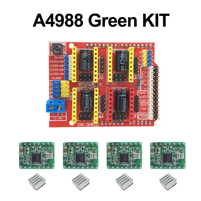 CNC щит V3 гравировальный станок 3d принтер+ 4 шт. A4988/DRV8825/AT2100 шаговый двигатель драйвер Плата расширения для Arduino UNO R3