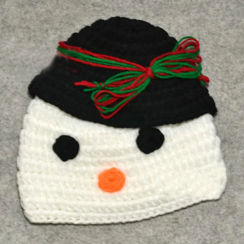 Шапка бини ручной работы для новорожденных снеговик вязаная крючком забавная
