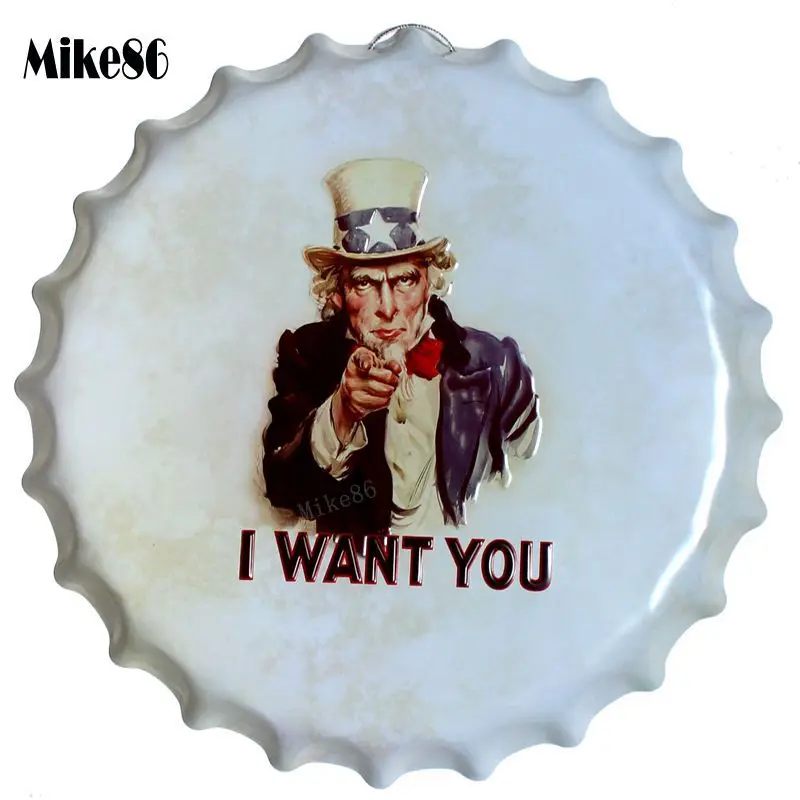 

[ Mike86 ] I WANT YOU Bottle Cap Metal Painting Retro tin sign Pub Family Gift HOT Home Hall Decor 40 CM BG-40