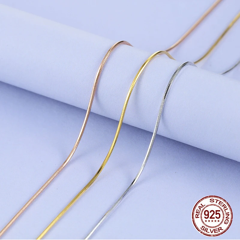 Wholesale 925 Sterling Silver Necklace for Women men 925 Silver Rose Gold Color 1mm Snake Chain 20 Wholesale 925 Sterling Silver Necklace for Women men 925 Silver Rose Gold Color 1mm Snake Chain 20