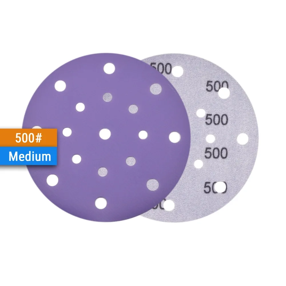 10db 6 inch(150mm) Szélvész 17-hole 60#-600# Kőpor hook&loop sanding discs számára Szárít sanding Csiszoló flocking Dörzspapír