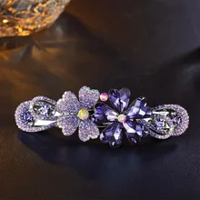 2017 Fashion Flower Hairpin Hair Clips for Women Luxury Full Imitation Crystal Hair Pin Barrette Hairpin Hairclips Ponytail Clip