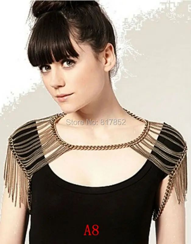 

STYLE A8 Gold colour CHAIN DOUBLE SHOULDERS CHAIN JEWELRY 3 COLORS