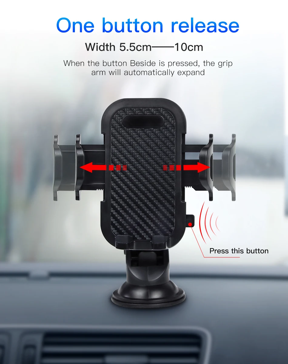 !ACCEZZ Adjustable Car Phone Holder Support Bracket Universal 4.0-6.0 inch Phone Auto Lock Glass Center Control Stand For iphone (3)