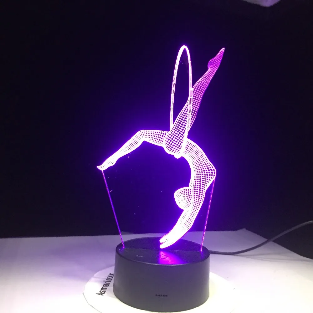 Художественный гимнастический светодиодный 3D ночной Светильник, настольная лампа, Домашний Светильник ing, 7 цветов, детский подарок с пультом дистанционного управления