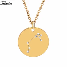 Серебряное ожерелье зодиака для женщин и мужчин золотой диск созвездие кулон небесные ювелирные изделия Скорпион Стрелец весы Ketting Collares
