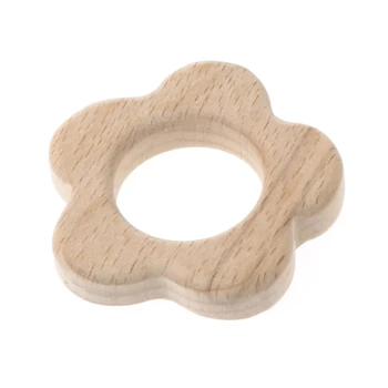 

Baby Wooden Teething Relief Toy Nature Organic DIY Flower Polar Bear Nursing Holder Teether