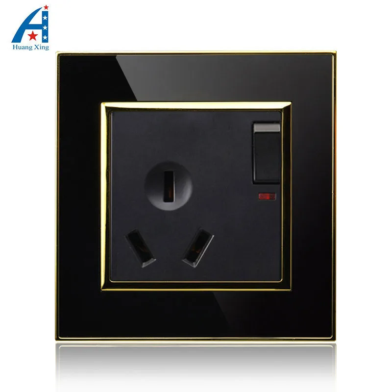 

3 Pin 16A wall socket with ON/OFF switch, Black acrylic panel AU / New Zealand Standard 220V electric outlet