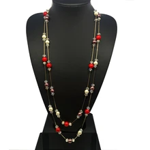 Cnaniya joyería mujer cristal doble capa ABS perla collar largo Collier DE PERLE/Collar perlas/bijuteria /bisuteria