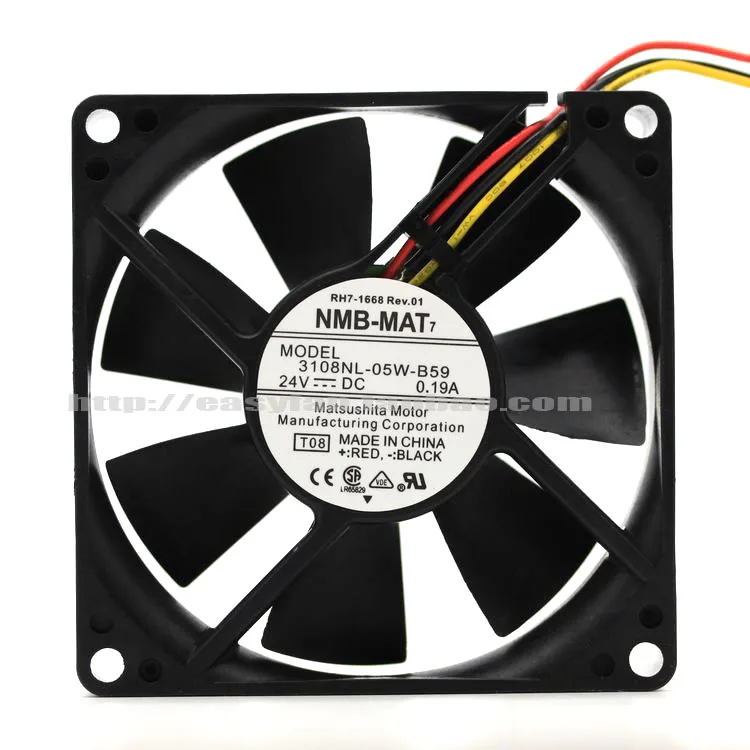 NMB MAT 3108NL 05W B5 T08 DC 24V 0.19A 80x80x20 мм вентилятор охлаждения сервера|square fan|server fan80x80x20mm fan |