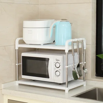 

Single-layer 2-layer kitchen seasoning rice cooker storage shelf Microwave oven shelf oven rack stainless steel tube LU4244