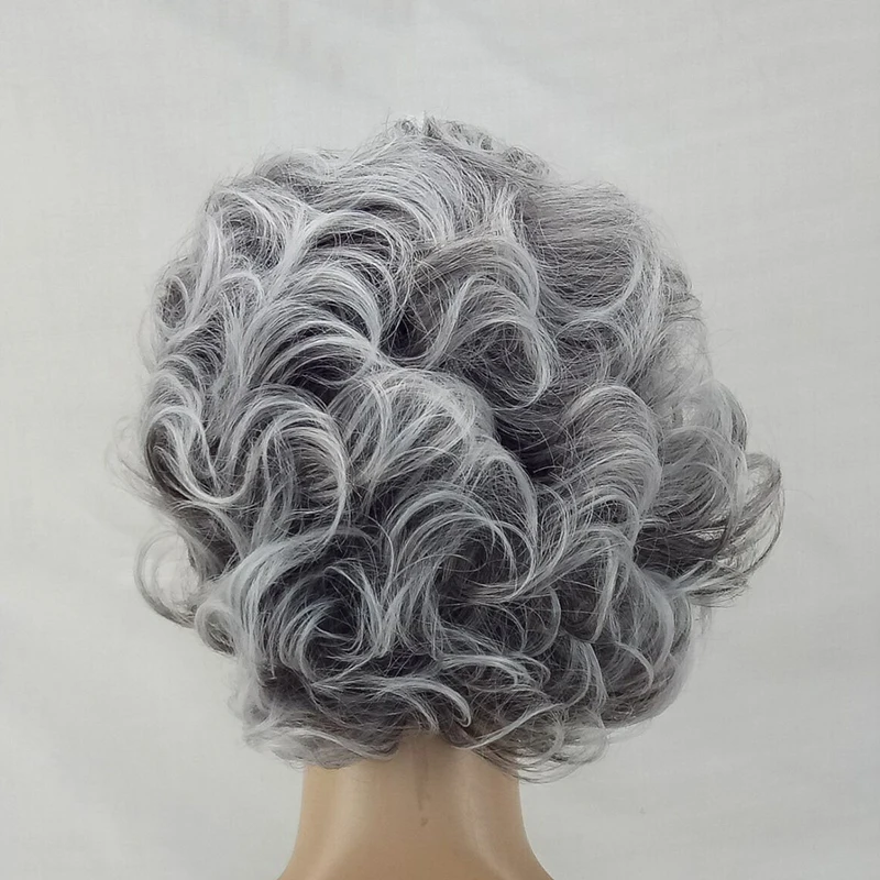 日本未入荷 HAIRJOY 女性ウィッグ 2 トーングレーホワイトオンブル合成 ヘアエクステンション・かつら・アクセサリ