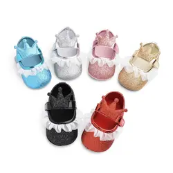 Детская обувь для новорожденных, весенняя обувь для девочек, кружевная корона, обувь для малышей, мягкая подошва, нескользящая корона