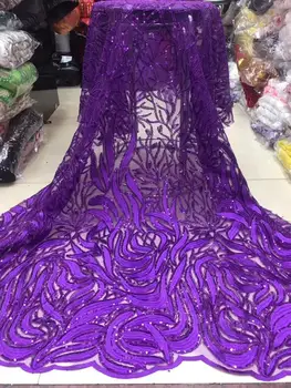 

(5yards/lot ) 2019 New High quality emerald green Velvet African tulle lace French net lace fabric with Sequins for party dress