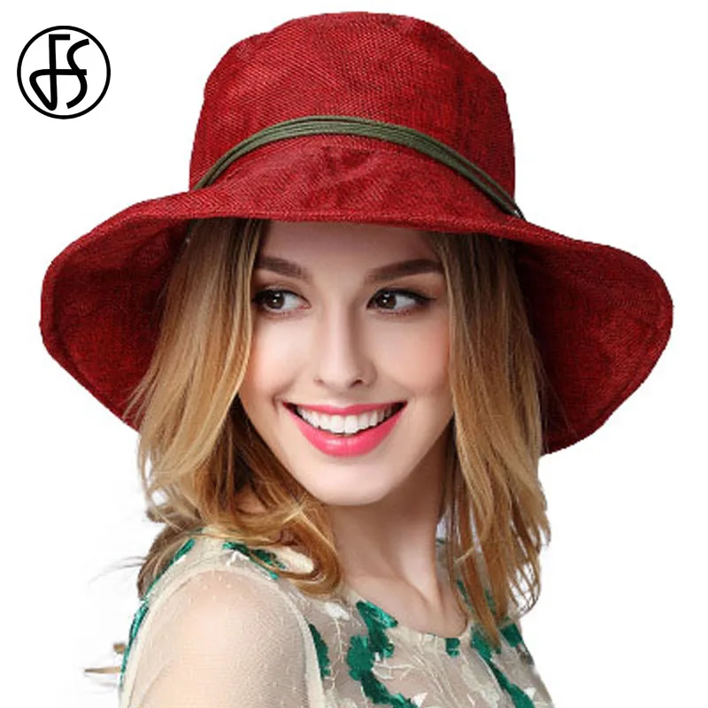 Buy FS Ladies Hat Summer Beach Wide Brim Foldable Sun