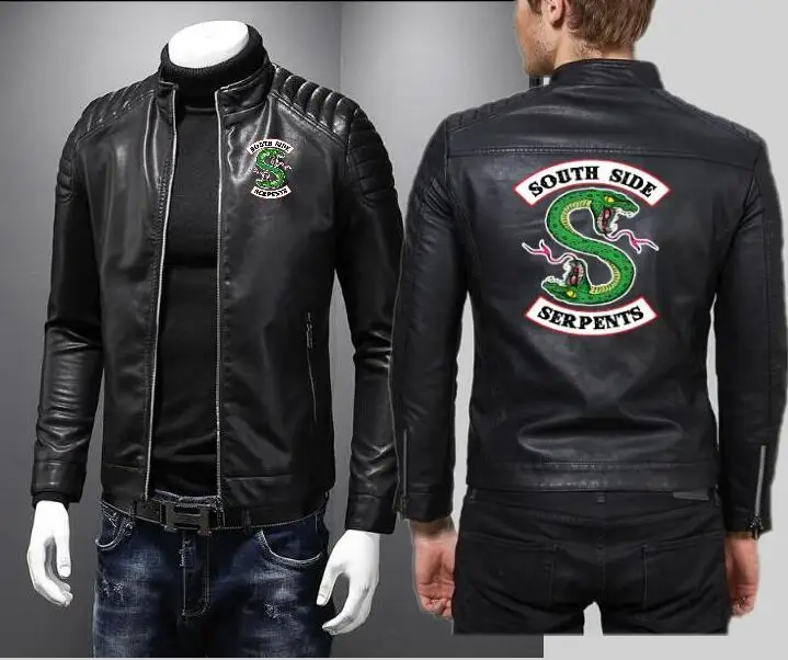 

New men's locomotive riverdale leather jacket zipper cardigan long sleeve sports casual Southside Serpents leather