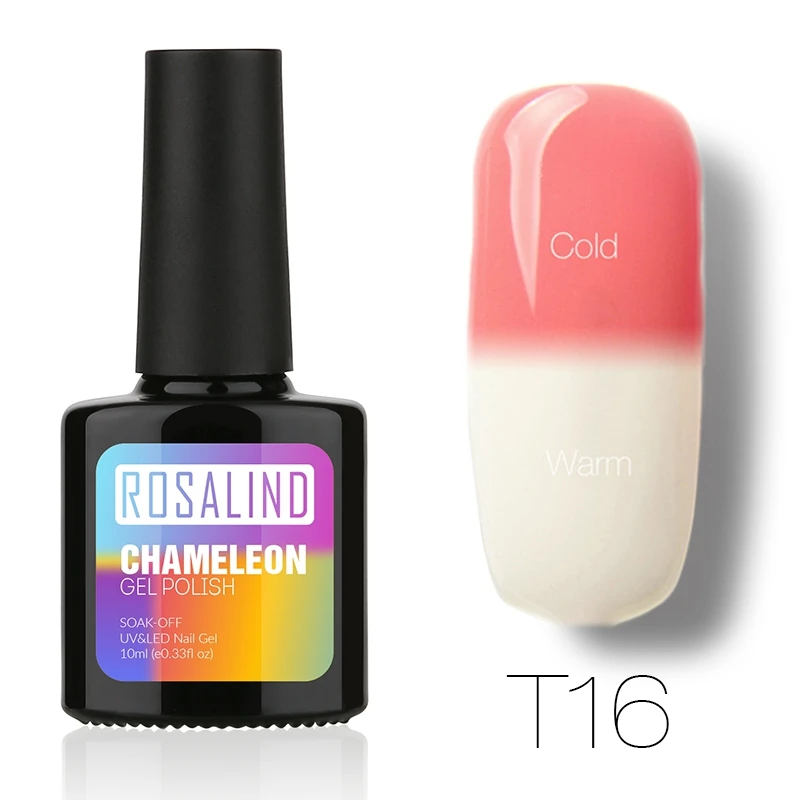 ROSALIND гель 1S P+ черная бутылка 10 мл хамелеон, изменяющийся от температуры T01-30 гель лак для ногтей УФ светодиодный термо - Цвет: T16