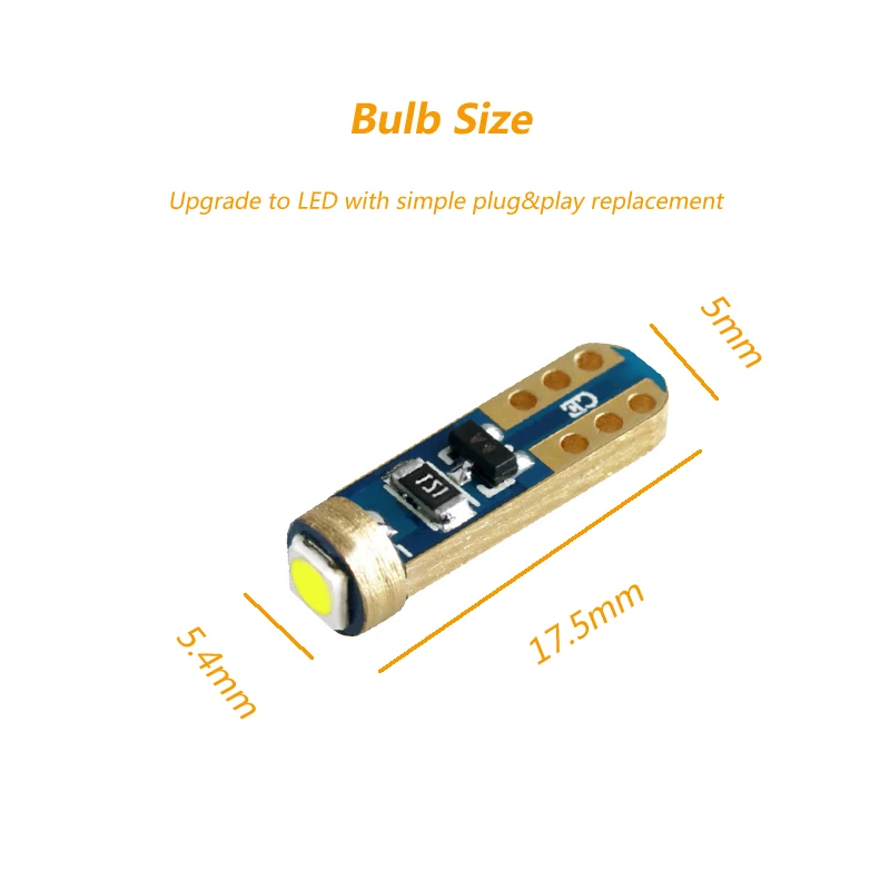 10x T5 3030 SMD led подсветка приборной панели автомобиля манометр инструмент боковой