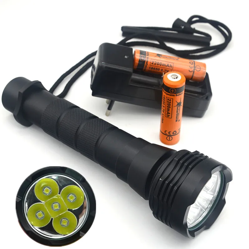 

New XM-L2 Flashlight Professional Diving linternas Waterproof Diving Flashlight With Battery & Charger
