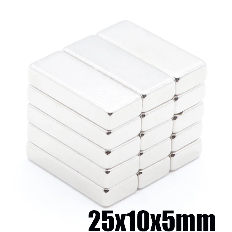 50PCS 25x10x5 mm Super Strong Block Magnets 25*10*5 Rare Earth Neodymium 25x10x5mm NEW Art Craft Connection free shipping