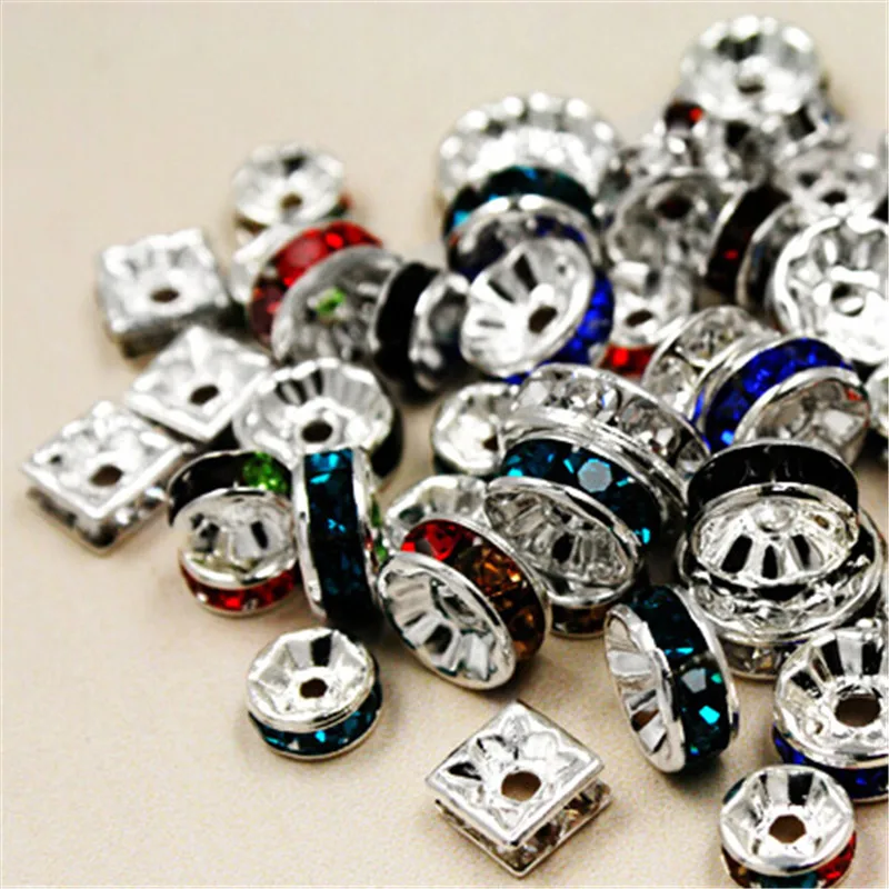 Buy 6mm 10pcs Rhinestone European Beads Loose Spacer