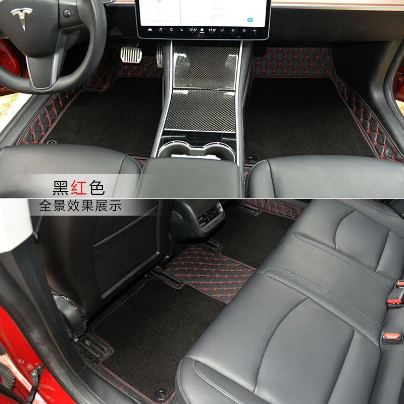Автомобильные коврики для Tesla Model 3 2017 2020 ног коврик шаг вышивка кожаные
