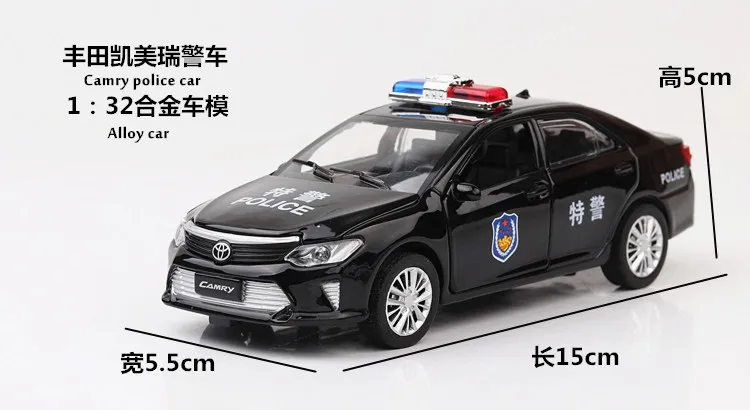 1:32 игрушечная машинка Toyota Camry Полицейская металлическая игрушка из сплава