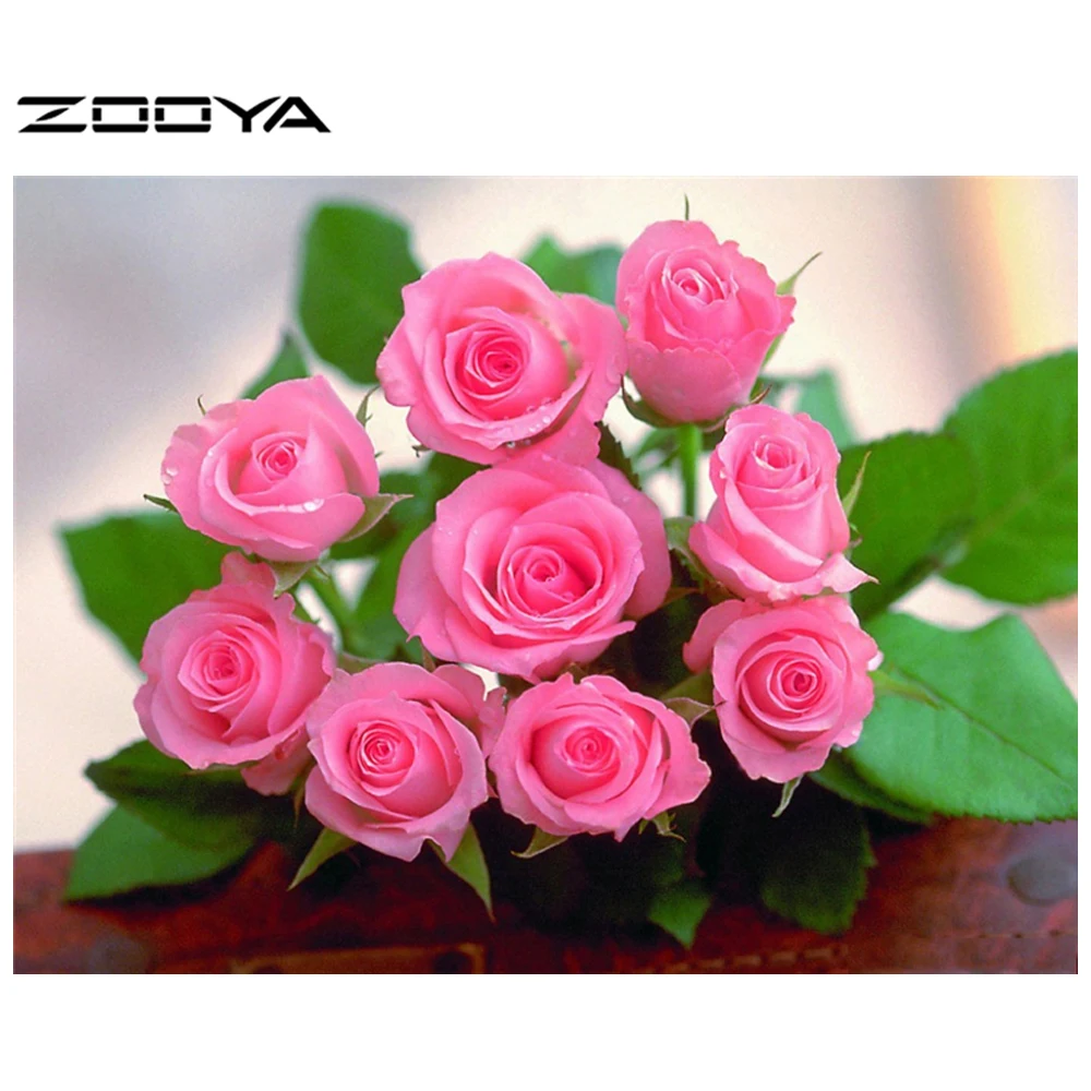 3D Алмазная живопись ZOOYA мозаика для рукоделия розовые розы стразы вышивка