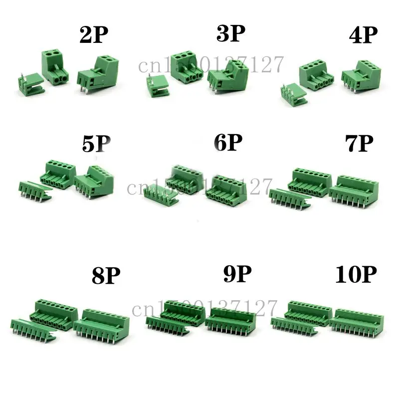 

5.0mm 2pin-10pin Curved needle Terminal plug type 300V 10A 5.0mm pitch connector pcb screw terminal block