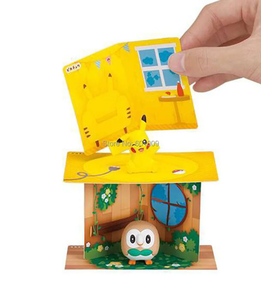 7 шт. домашние фигурки Pika Eevee Alola Vulpix Mimikyu Litten Rowlet Popplio 5 см из ПВХ розничная