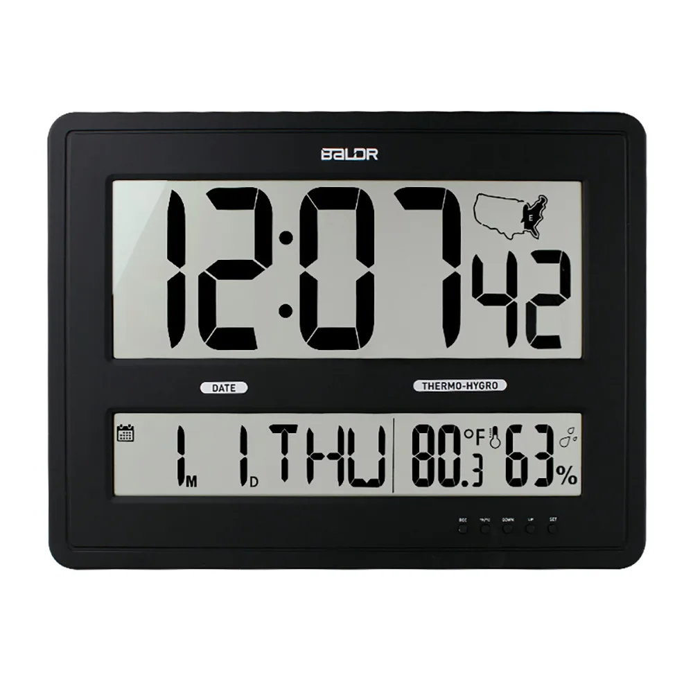 

Biig Wall Cllock Black Digital Big Time with Seconds Large Clock Wall Hanging Atomic Time(WWVB) for Reception Lobby Clock