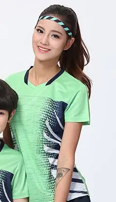 Женская Мужская одежда для настольного тенниса рубашка для бадминтона рубашка для настольного тенниса Спортивная одежда для бадминтона теннисная тренировочная кофта для бадминтона WQ56 - Цвет: women green shirt