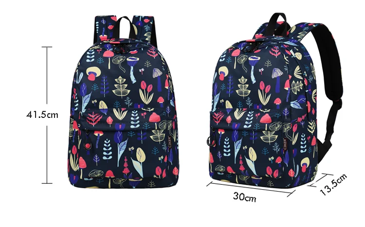 WINNER Flower Mushroom Print Black Backpack School Bags For Teenage Girls Water Repellent Fabric Bolsa Feminina 2019 (9)