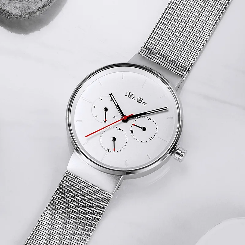

Mt.Bre new fashion men's quartz watch sports net woven steel belt waterproof business trend student top brand luxury man watch