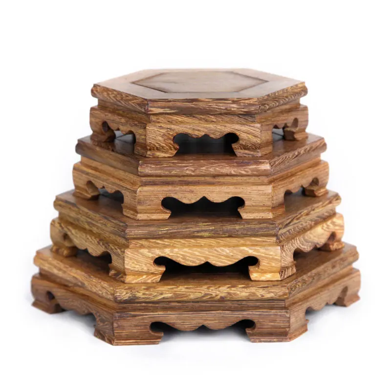 Wood Carving Base Vase Teapot Flower Vases Crafts Decoration Jade Stone