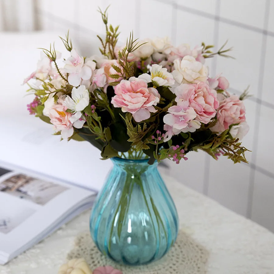 Peony DIY Party Decoration Vintage Silk Artificial Flowers Small Rose Wedding Fake Flowers Festival Supplies Home Decor Bouquet