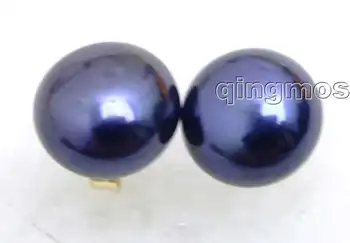 

Great Natural Freshwater 7-8mm Black Flat Pearl Earring with Solid Gold Stud -8010 wholesale/retail Free shipping
