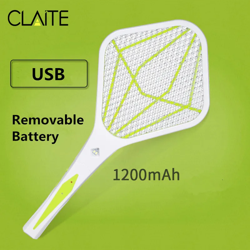 

CLAITE USB Electric Mosquito Swatter Mosquito Fly Repeller Racket Home Garden Handheld Pest Bug Zapper AC220V