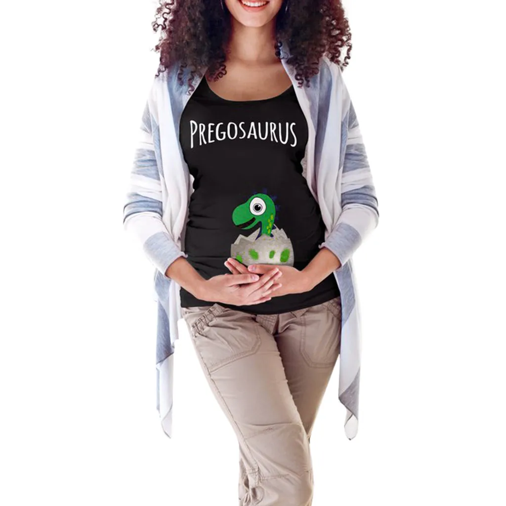 Women's Maternity  T-Shirt Letter Easter Egg Dinosaur Tops Pregnancy Mommy Clothes Maternity Blouse Tee Shirt Femme Enceinte