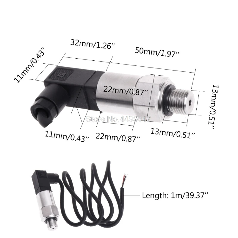 

Pressure Transmitter Pressure Transducer Sensor 0-10bar 9-32VDC G1/4 4-20mA 0.5% Su Aug12